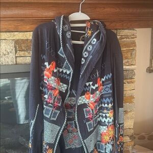 Johnny Was Dark blue Floral Embroidered Cardigan/duster